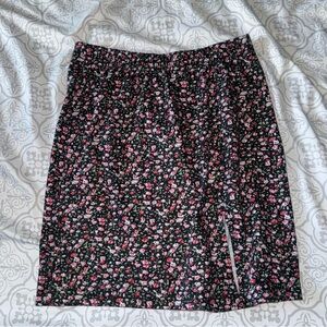 SHEIN Black and Pink Floral Mini Skirt